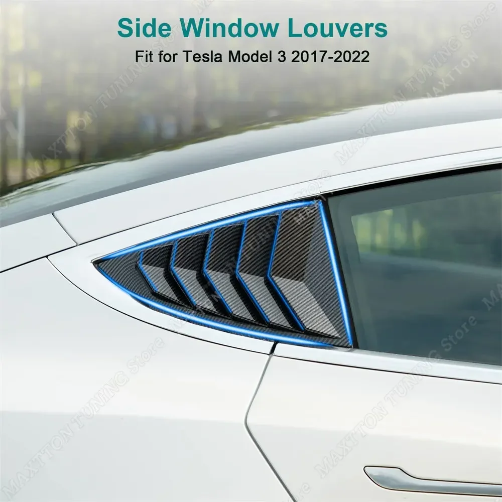 2pcs Car Rear Window Shutter Cover Trim Window Louver Side Vent Trim For Tesla Model 3 Model Y 2017-2022 2023 Accessories