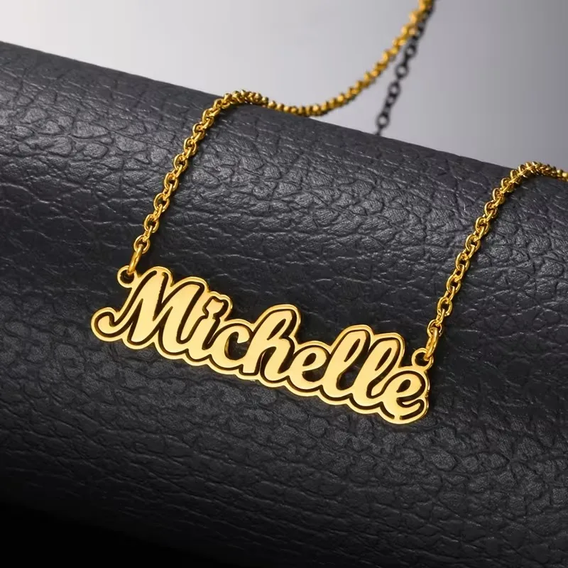 Custom Double Layers Name Necklaces For Women Men Stainless Steel Customized Necklace Pendant Personalized Neck Jewelry Gift