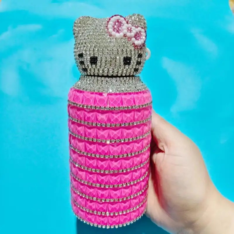 

Kawaii 304 термос Hello Kitty Sanrio мультфильм аниме автомобильная чашка для воды покрытая бриллиантами чашка милая подруга праздничный подарок