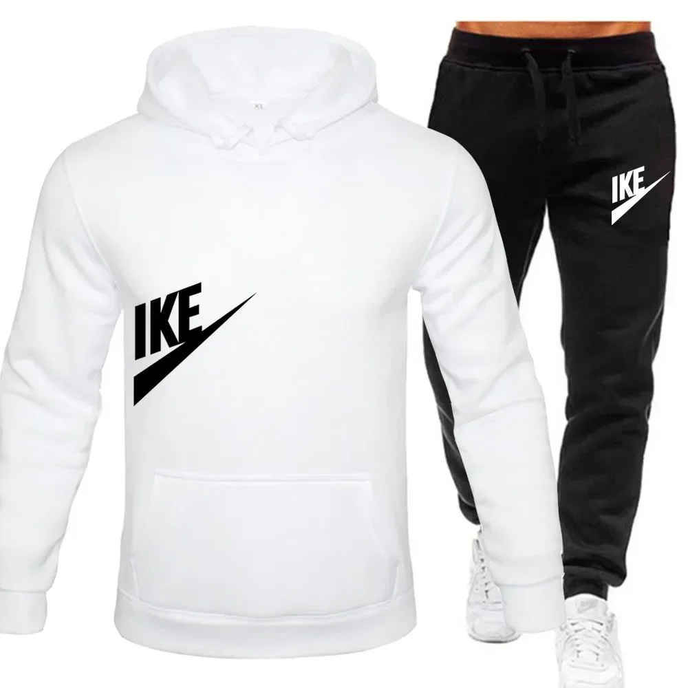 New men's sports sweatshirt + sports pants 2 sets, fashion printed autumn and winter men's and women's leisure suits, streetwear