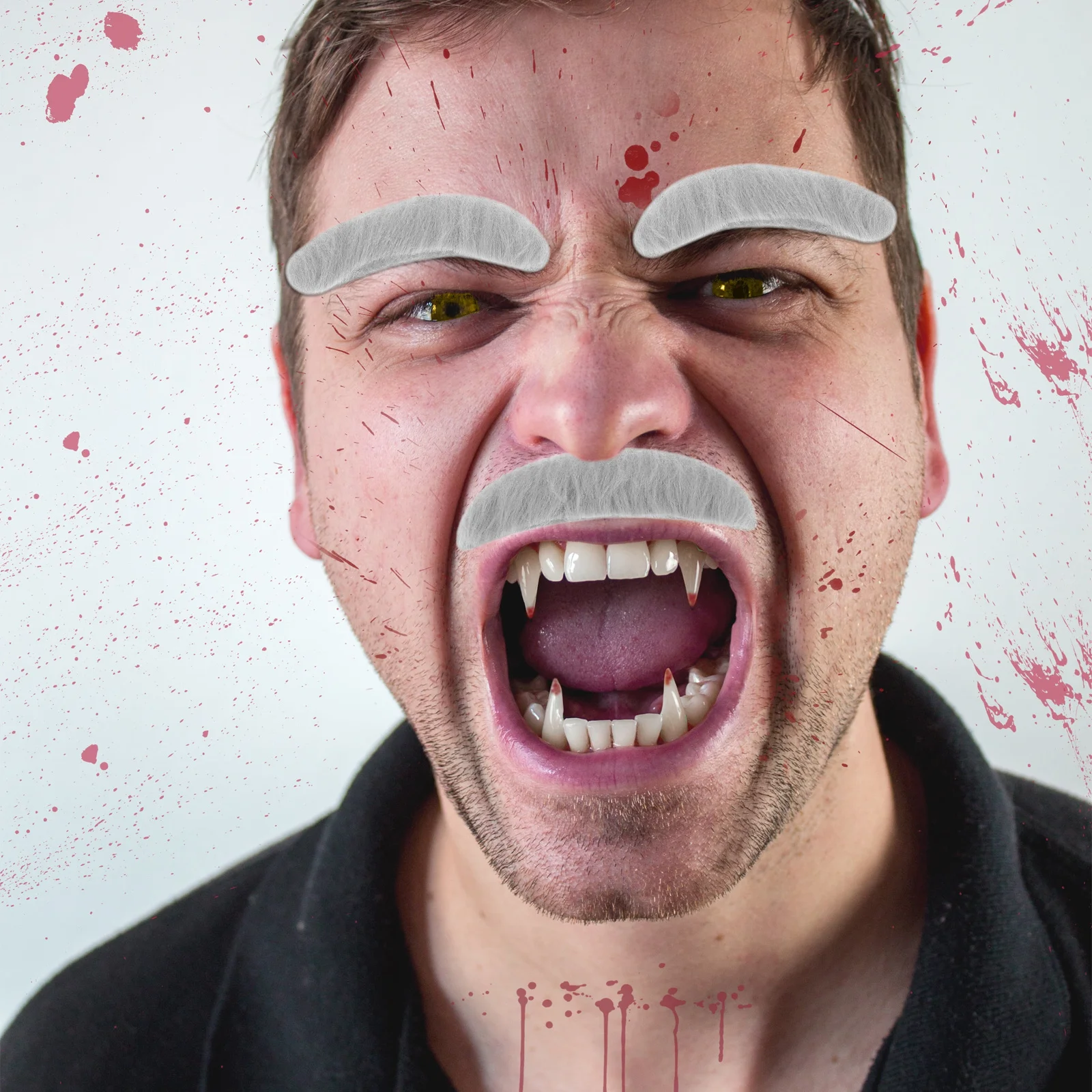 6 conjuntos de sobrancelhas de barba falsa cinza realista conjunto para homens velho halloween cosplay palco desempenho adereços kit de barba para homem