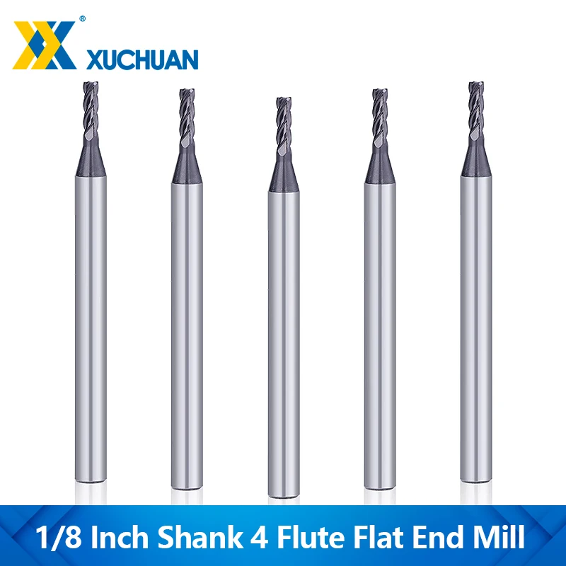 

Router Bit 1/8 Inch Shank 4 Flute Milling Cutter Flat Milling Bit Carbide End Mill For Wood Metalworking Tool CNC Machine Cutter