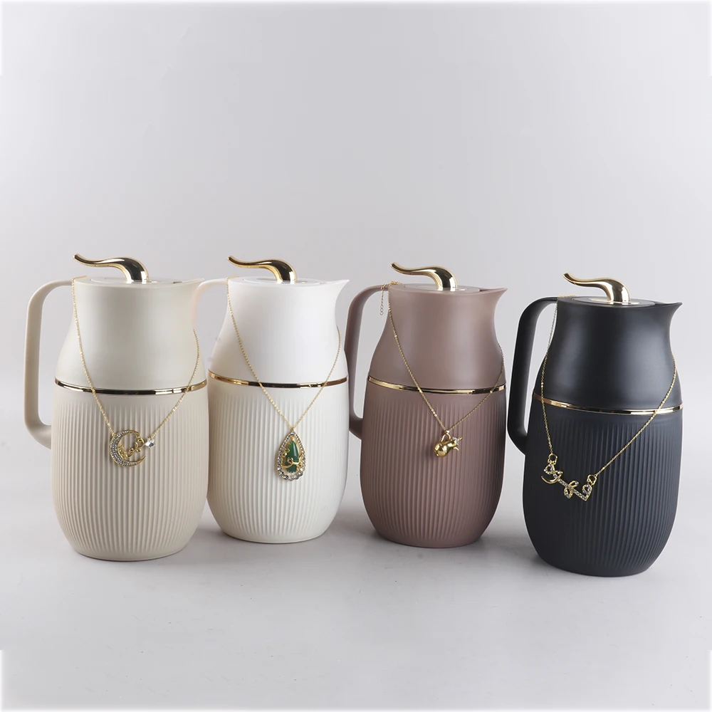 Arabic Royal Design 1.0L Thermos Vacuum Flask Teapot Dallah Coffee Flask With Golden Top