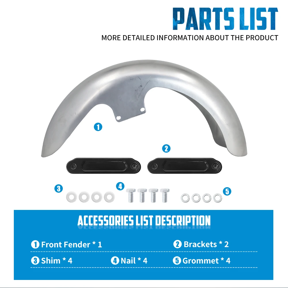 Motorcycle 19'' Unpainted Front Fender Iron Mudguards Cover For Harley Electra Glide FLHR FLTR 24-25 Road Glide CVO 2023.5-2025