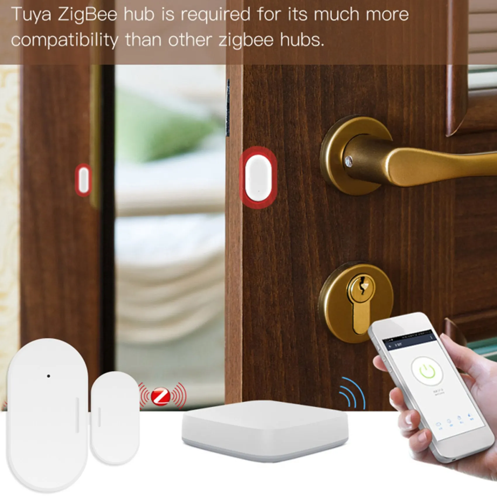 【Flash-Deal!】4X Tuya Zigbee Door & Window Sensor Smart Home Automation Security Protection Smartlife APP Alarm Remote Real-Time