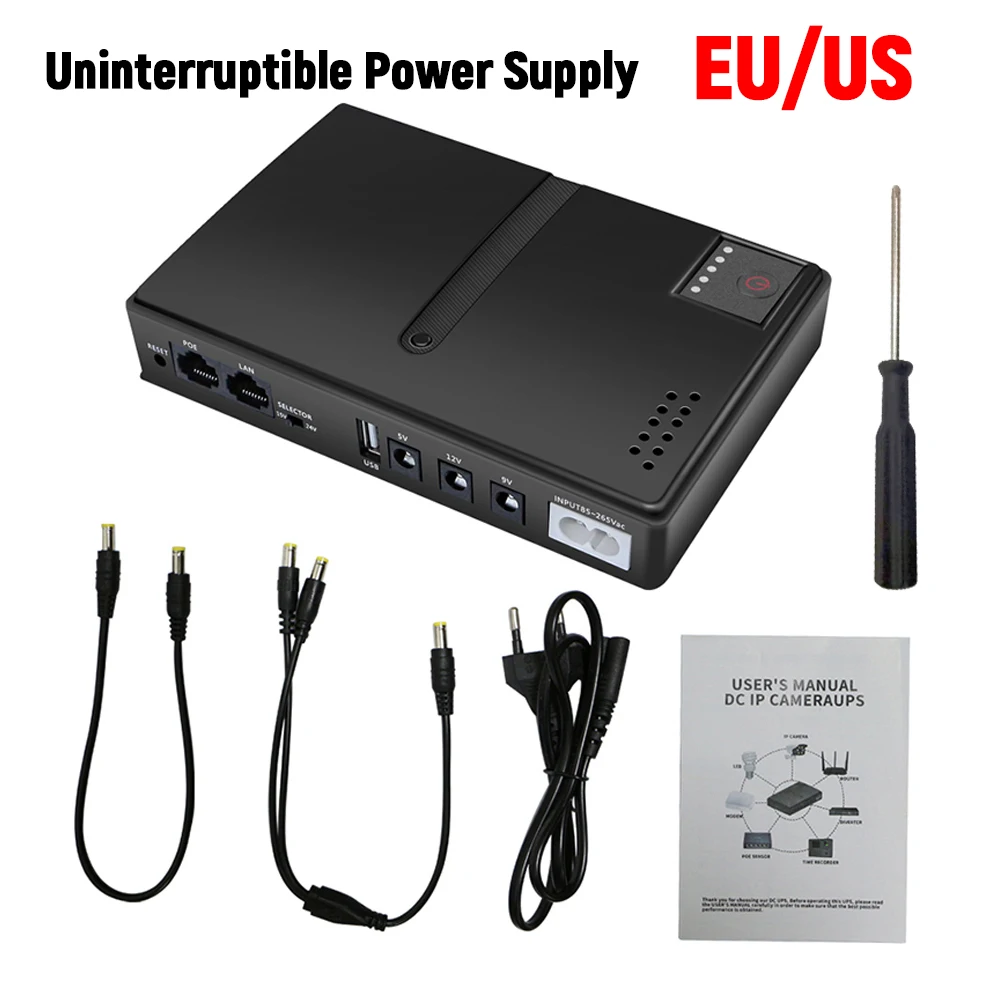 

DC1018L Mini Portable UPS Uninterruptible Power Supply 5V 9V 12V Battery Backup UPS Backup Battery for WiFi Router Camera