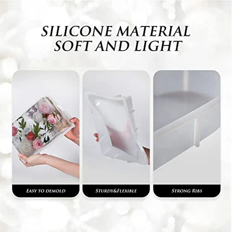 2X Large Resin Molds, Rectangle Silicone Molds For Resin Casting, Epoxy Resin Molds For Flower Preservation