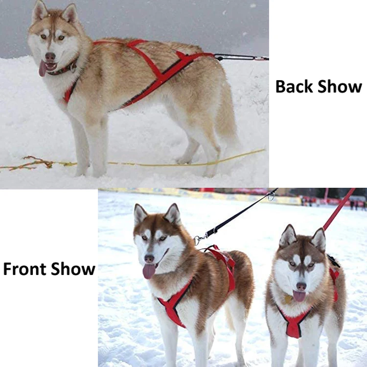 Soft Padded Dog Pulling Sled Pro Harness, Husky Mushing X Back Harness RIBBONS Solid Black