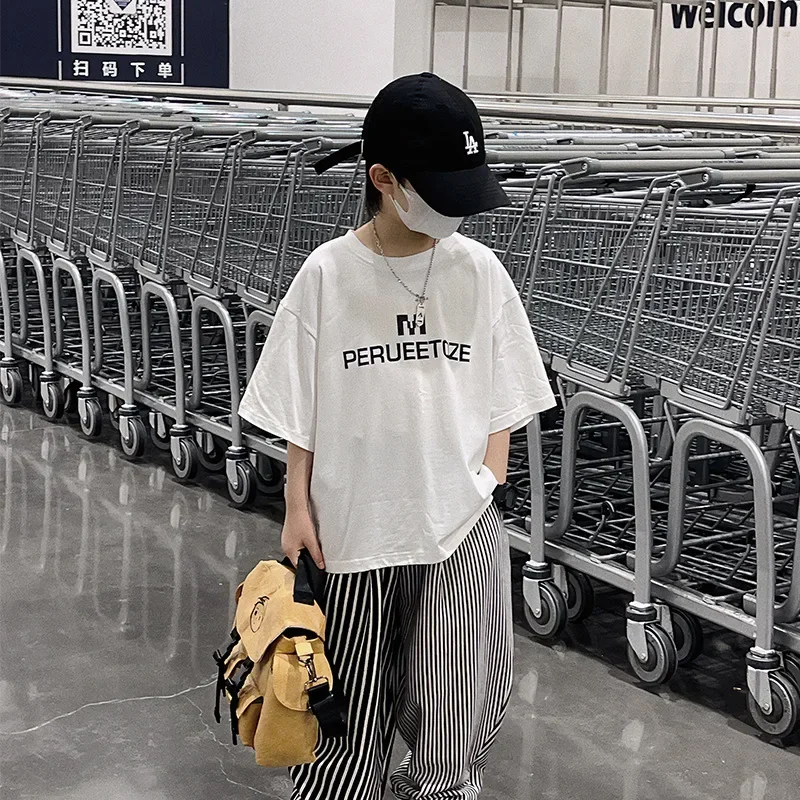 

Baoduo Children's Clothing Children's Short Sleeve 2023 Summer New Boys' Letter Print Short-Sleeve Baby's Top Fashion
