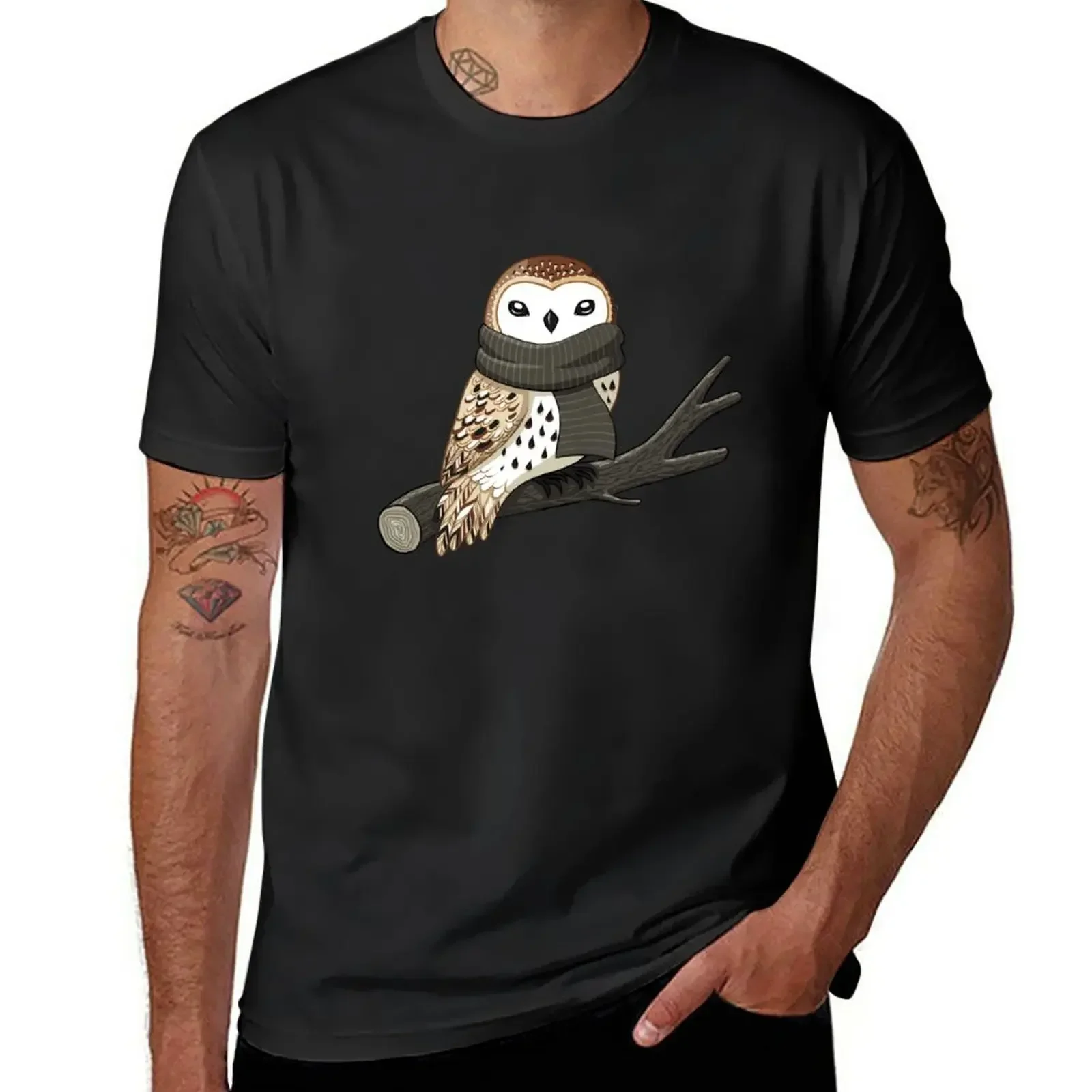 Winter Owl T-Shirt cute tops Blouse man t shirt mens fashion