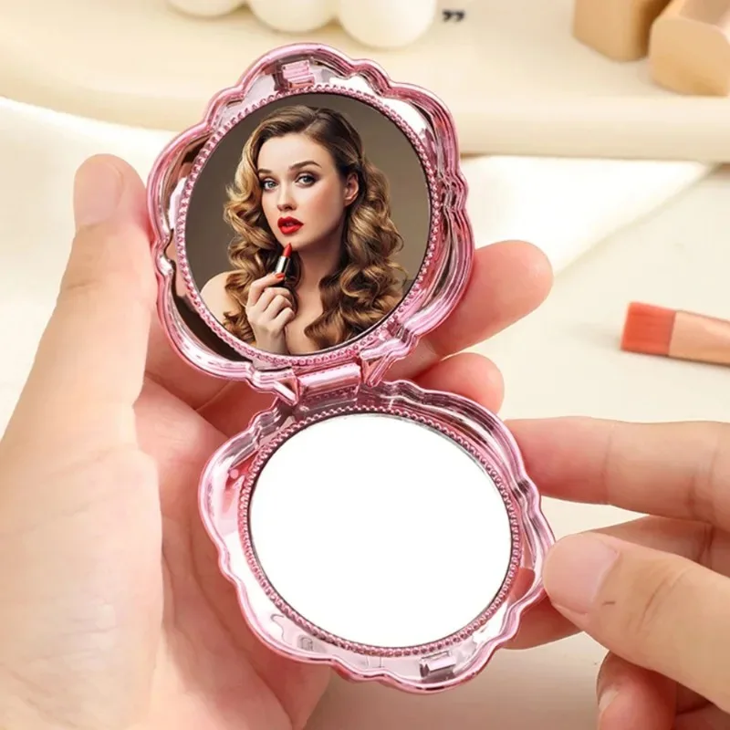 Foldable Double-Sided Makeup Mirror, Portable Compact Mirror for Handbag & Outdoor Travel, Lightweight Gift Mirror
