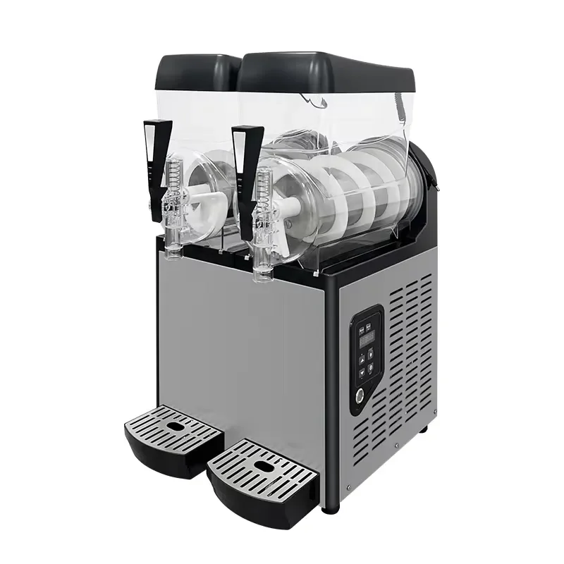 Professional Commercial 600W Energy Saving Compressor Double Tank Frozen Beverage Slush Machine with Digital Control