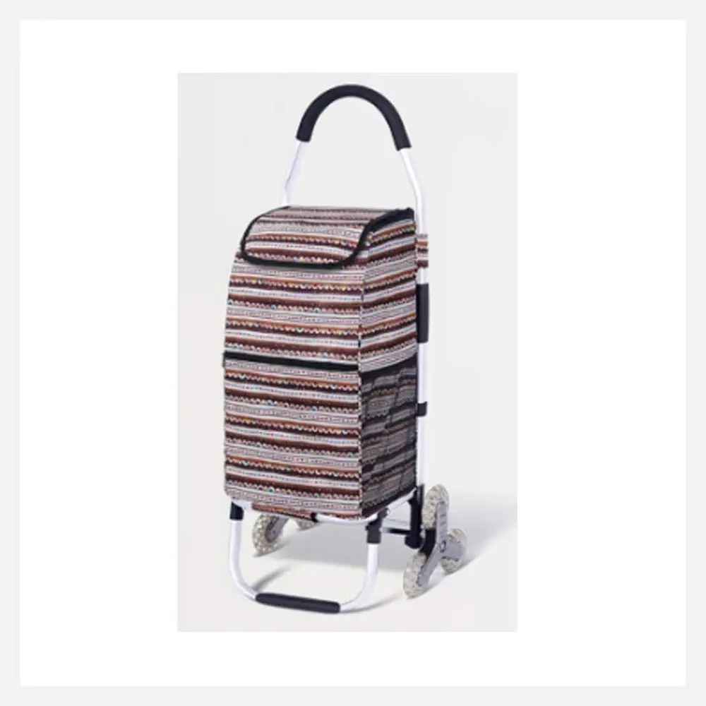 

Compact Space-Saving Aluminum Shopping Cart with Portable Climbing Stairs Trolley for Grocery Hauling