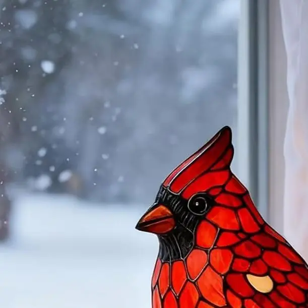 مصباح الكاردينال ديكور مصباح طاولة الطيور الحمراء ضوء الليل الطيور الحمراء لغرفة النوم بجانب السرير وغرفة المعيشة ضوء زينة فني لعيد الميلاد #6