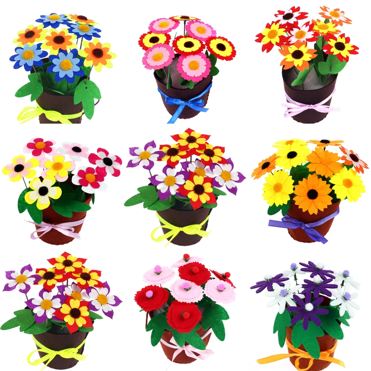 4pcs/set DIY Flower Pot Crafts Toys for Children Kindergarten Learning Education Toys Kids Handmade Potted Plant Arts Set