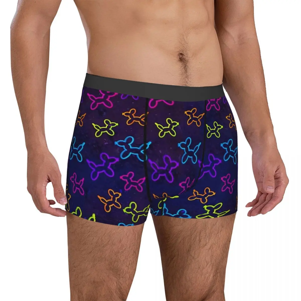 Neon Balloon Dogs Underwear Animal Males Boxer Brief Plain Trunk Hot Print Oversize Underpants