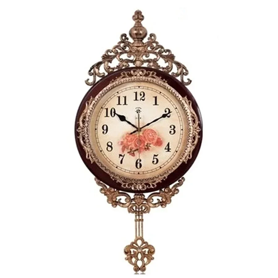 Luxury Large Wall Clock Pendulum Gold Silent Clock Vintage Living Room Retro Metal Wall Clocks Shabby Chic Home Decor Modren Hot