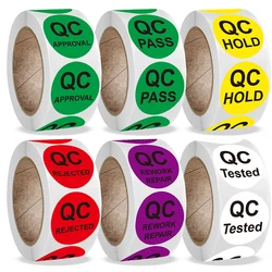 500 pces qc pass etiquetas adesivas fábrica qc adesivo qc qualidade inspeção etiqueta 2.5cm selo redondo adesivos suprimentos de negócios