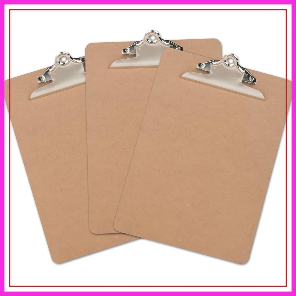 

Wood Clipboard Set of 3, Letter Size 8.5x11, Heavy Duty Butterfly Clip, 9x12.5 in, Office & School Supply