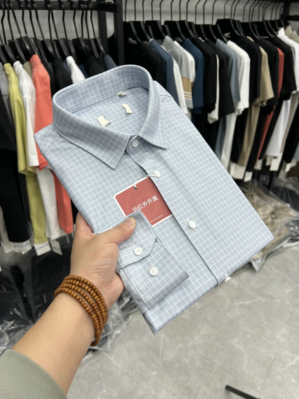 

Long Sleeve Men's Shirt Business Casual Brushed Micro-Thick Warm Loroja Tag Initial Spring Soft Skin-Friendly Polyester Fiber