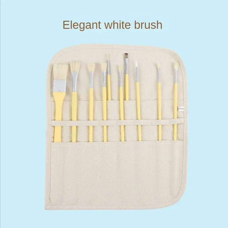 New Student Brush Bag Watercolor Draw Pouch for Artist Oil Paint Pen Holder Canvas Pen Cases Brush Curtain Green White Black