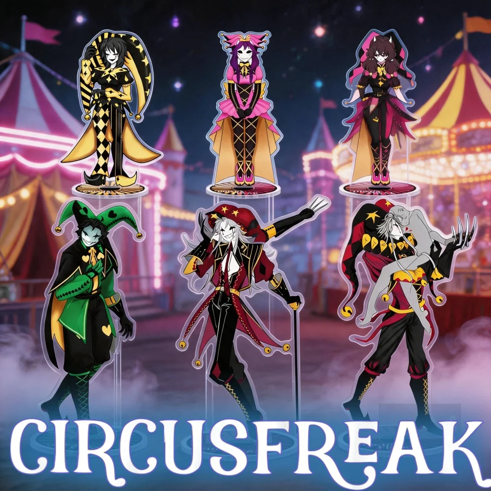 2026 New The Freak Circus Acrylic Stand Keychain Pierrot Harlequin Gothic Figure Desktop Decor Character Merch