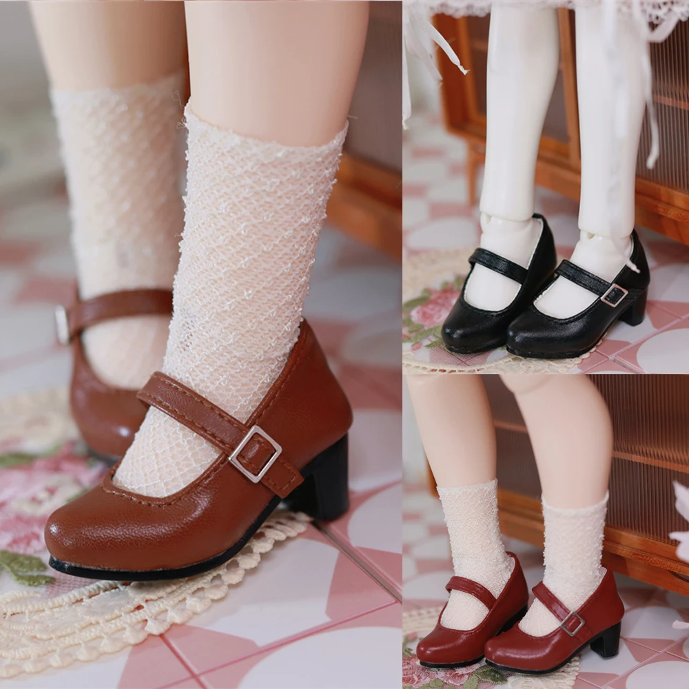 

D08-P009 children handmade toy 1/4 doll BJD/SD doll's clothes brown black shallow cut small high heels 1pair