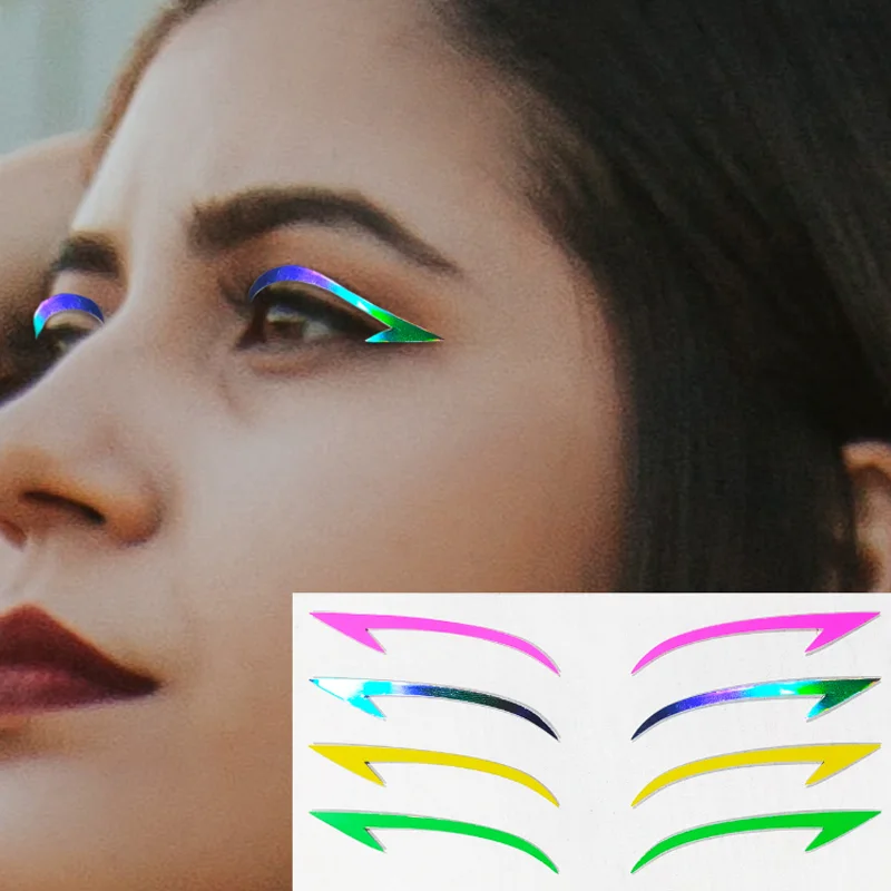 

Laser Eyeliner Sticker Halloween Color Eye Shadow Adhesive Decals DIY Festival Party Facial Cosmetic Decoration Eye Face Paster