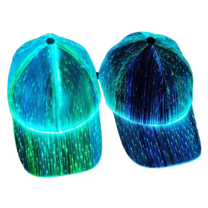 

Party Hat New LED Optical Fiber Luminous Black And White Couple Cap Outdoor Baseball Headgear Gift Performance