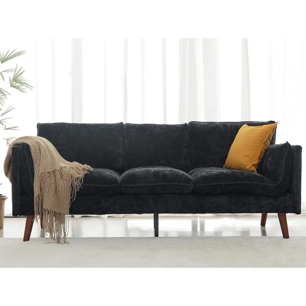 

Chenille 3-Seat Sectional Sofa - Mid-Century Modern with Solid Wood Legs & Soft Cushions, 3 Colors - Perfect for Living Room