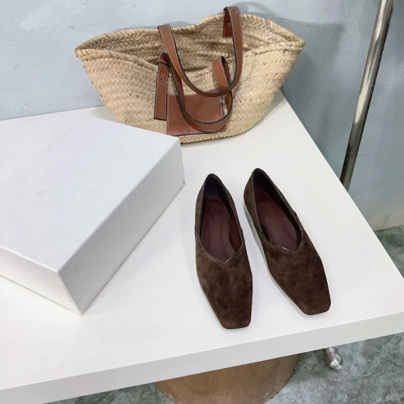 New Commuter Women's Shoes Shallow Mouth Casual Shoes Retro Square Head Shallow Mouth Flat Bottom Mary Jane Shoes