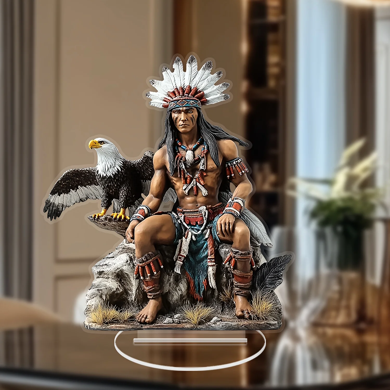 Eagl Indian Chief 2D Acrylic Desktop Decor Holiday Decor Suitable Indoor Outdoor Decor Valentine's Day Friend Perfect Gift