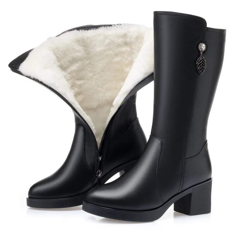 

AIYUQI Women's Winter Boots 2025 New Large Size Wool Warm Women Mid-Calf Boots Fashion Women's Dress Boots