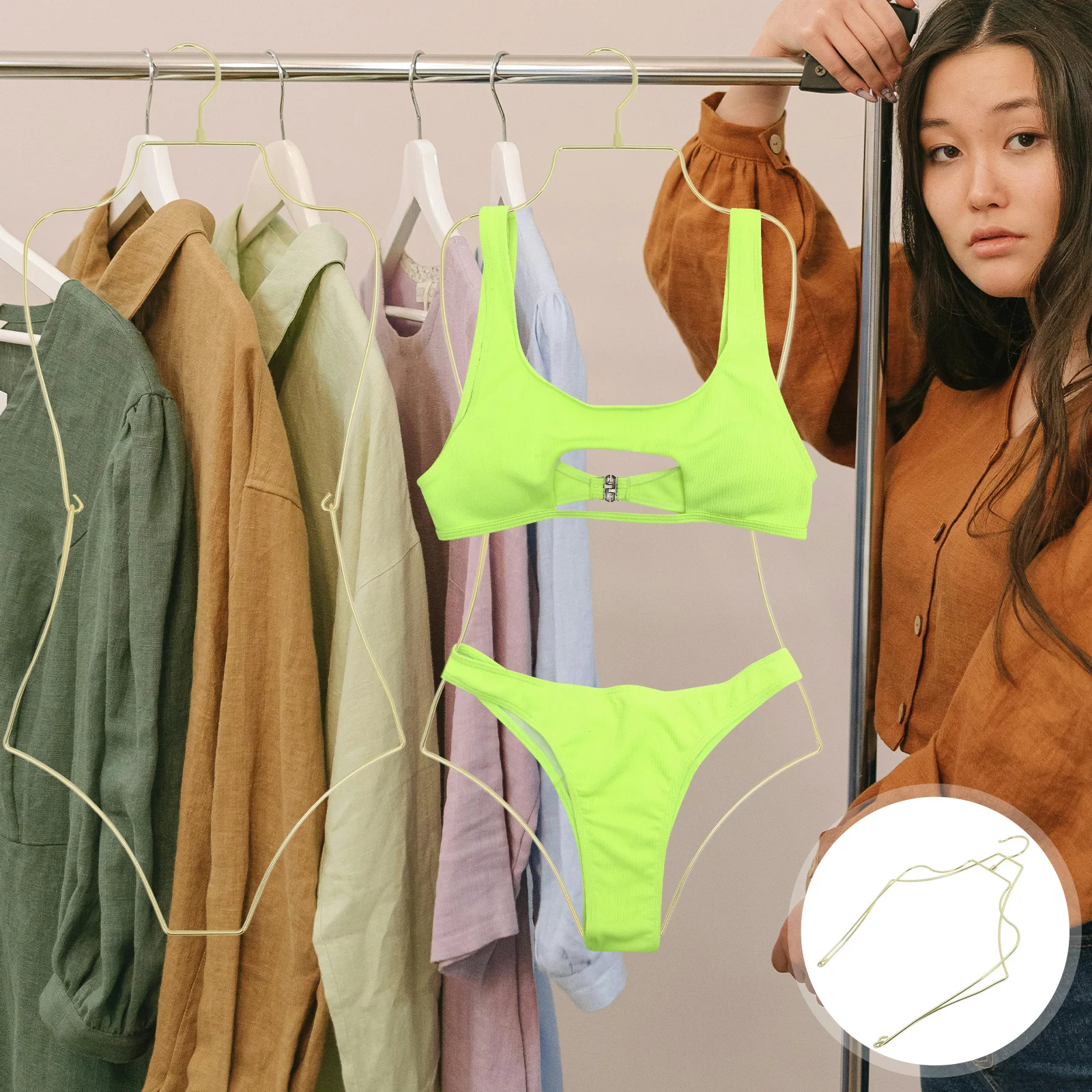 

2pcs Swimsuit Hanger Collapsible Wire Body Shape Rack for Bikinis Lingerie Clothes Drying Storage Solution Metal