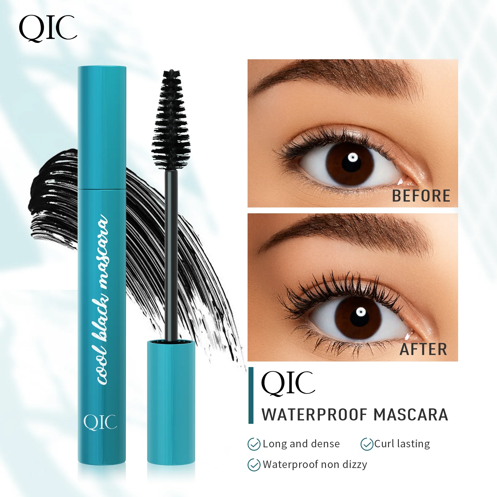 4D Mascara, 360-degree Curling, Waterproof, Sweat-proof, Non-adhesive, Naturally Slender, Non-smudged Makeup