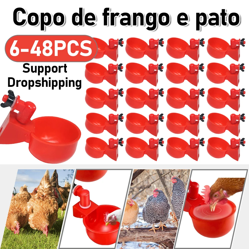 6-48pcs Chicken Duck Drinking Cup Automatic Drinker Chicken Feeder Drinking Fountain Practical Convenient Tools Feeding Supplies