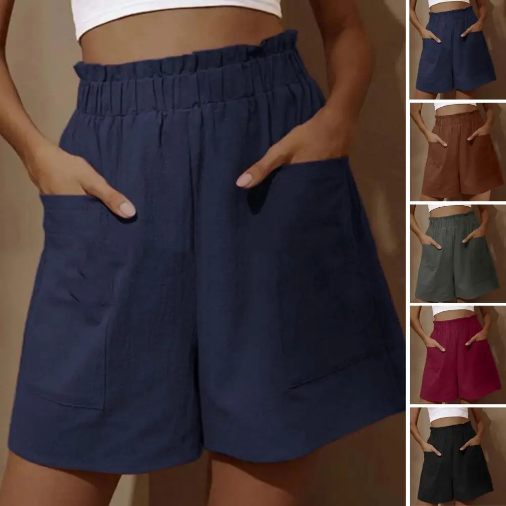 

Women Casual Shorts Stylish Women's High Waist Wide Leg Shorts with Pockets Casual Streetwear Summer Shorts for Women Elastic