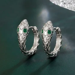 Special offer 925 Sterling Silver pretty Crystal Snake Earrings Hoop for Women fashion jewelry Wedding Party Holiday Gifts