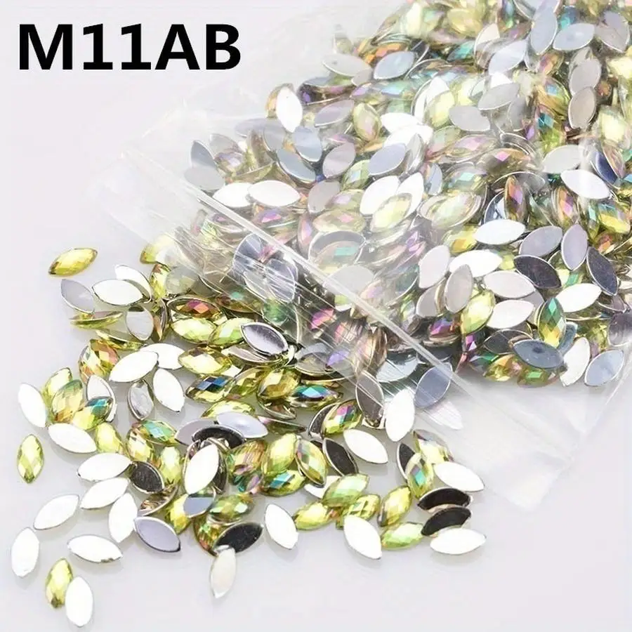 1/5/10/20/50/100pcs Vibrant AB Colorful Flatback Horse Eye Rhinestones - 4x8/3x6mm Sparkling Acrylic Stones for DIY Nail Art, Se
