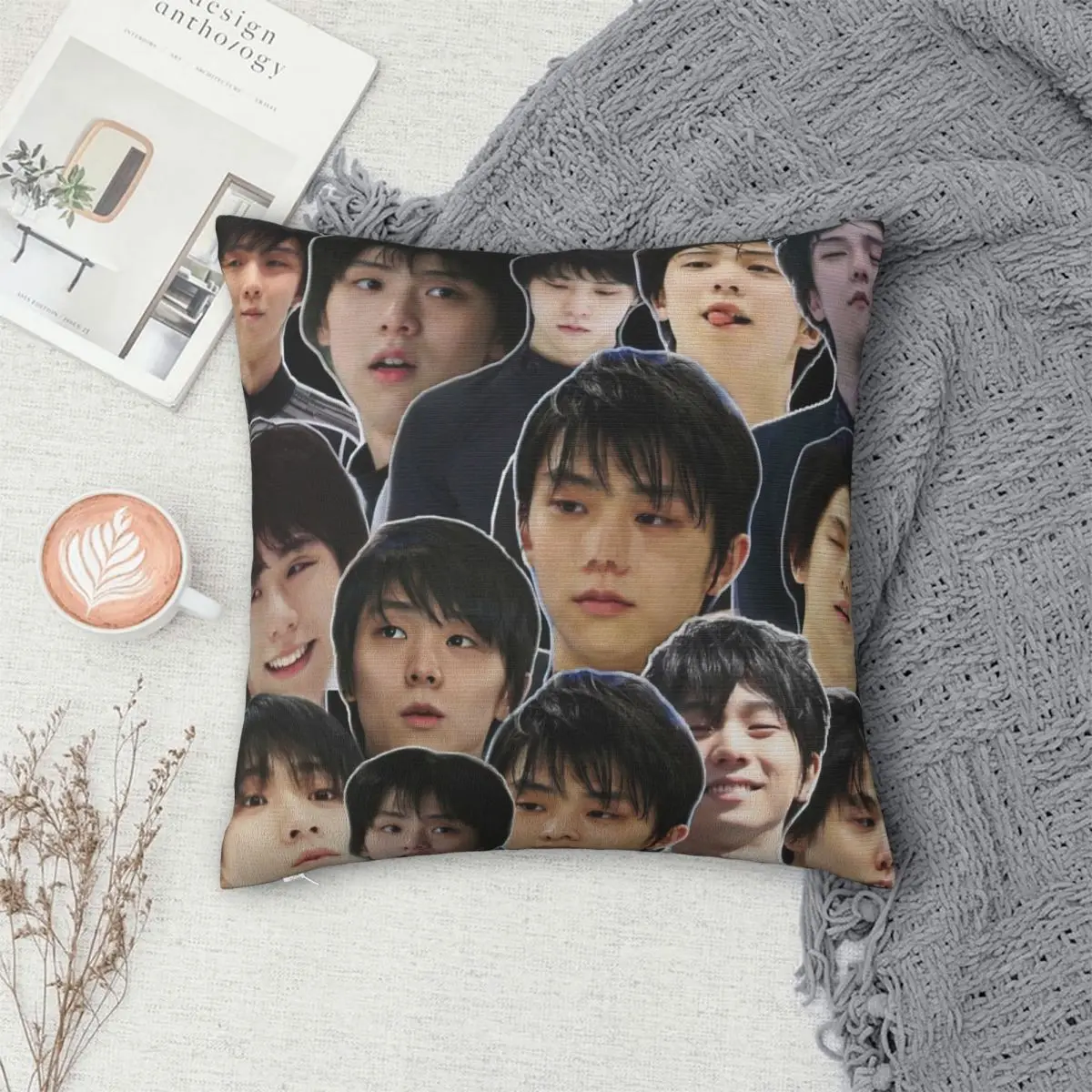 Yuzuru Hanyu Photo Collage Pillowcase Printed Cushion Cover Sofa Waist Pillow Pillow Cover