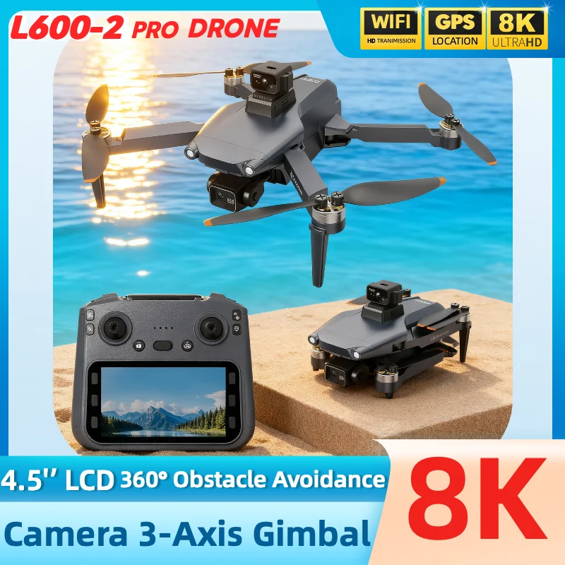 Novo L600-2 pro drone gimbal anti-vibração de 3 eixos 4.5 ''lcd com rastreamento inteligente retorno gps profissional fotografia aérea drone uav