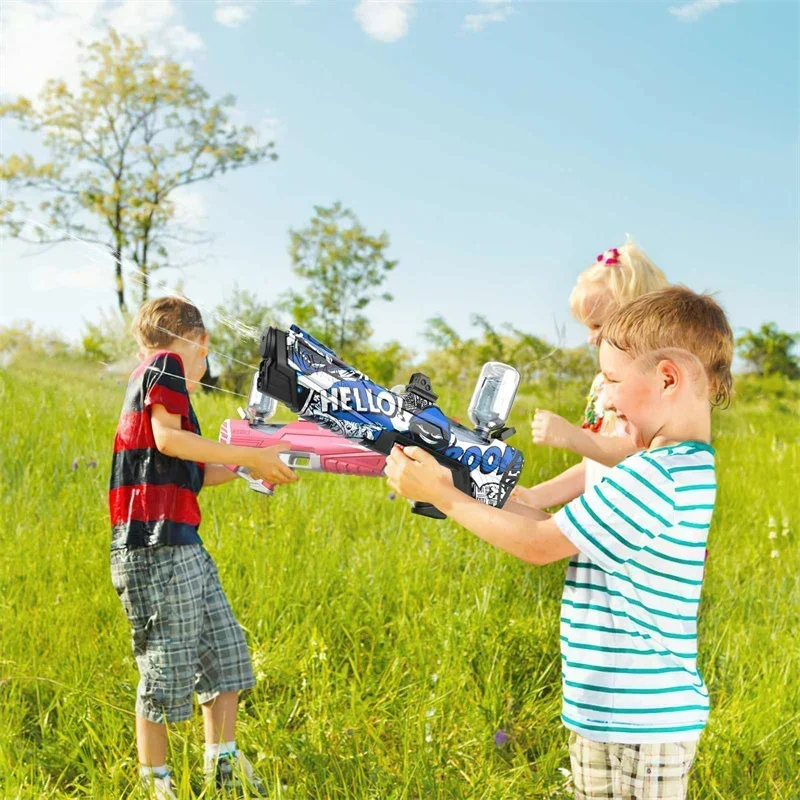 Pistola ad acqua elettrica automatica con LED di grande capacità Spray Blaster tiro Pistole ad acqua Piscina estiva Giocattoli da esterno per bambini