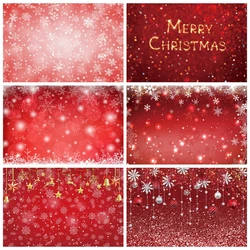 Christmas Backdrop Photography Glitter Snowflake Red Colour Merry Christmas Party Birthday Decoration Photographic Background