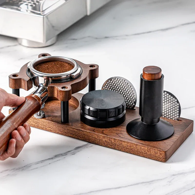 51/53/58mm Coffee Tamper Wood Coffee Tamper Mat Station Stand Coffee Machine Handle Stand Bar Counter Filling Base Storage Rack