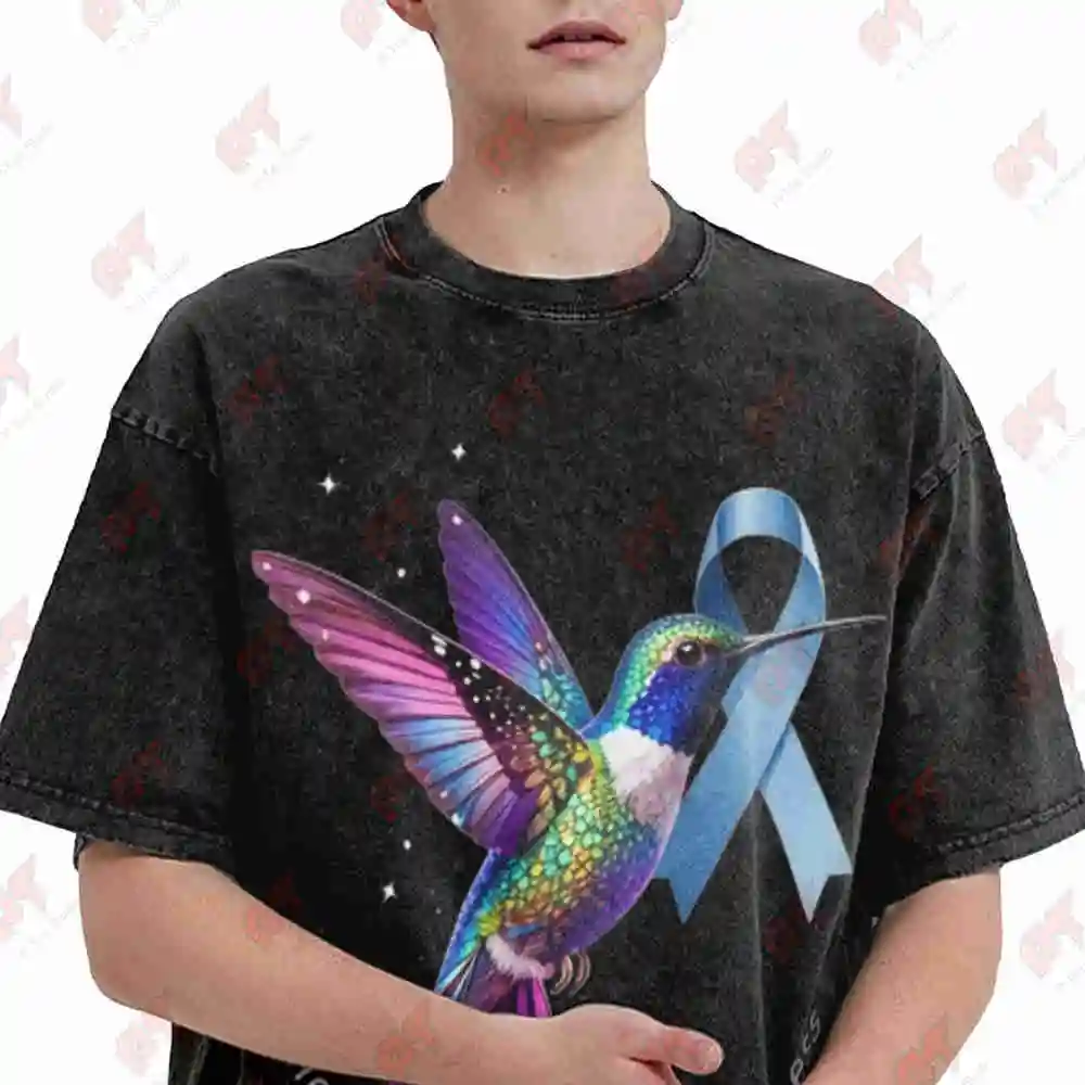 Hummingbird Rheumatoid Arthritis Awareness Vintage Washed Tee Pure Cotton T-Shirt