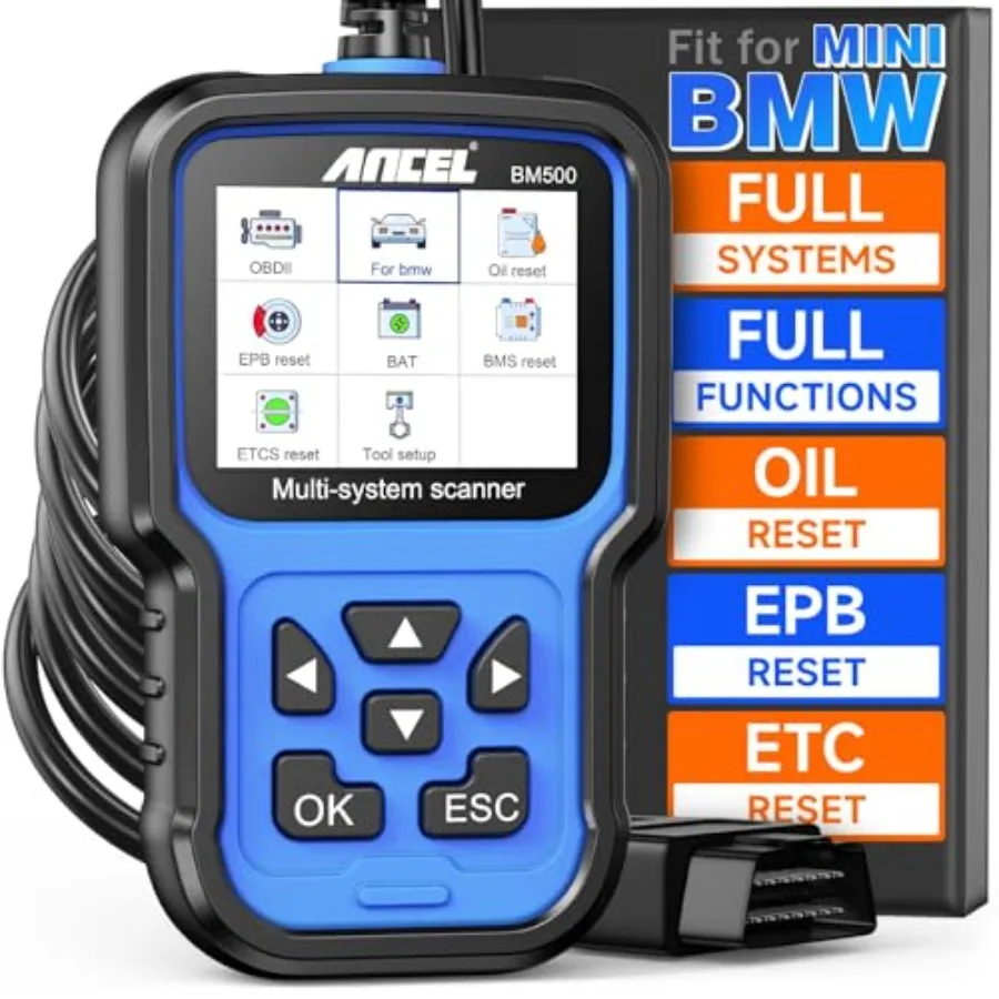 

Инструмент регистрации заряда батареи BM500 для мини-транспортных средств BMW с комплексными возможностями сканера OBD2, поддерживающий двигатель ABS