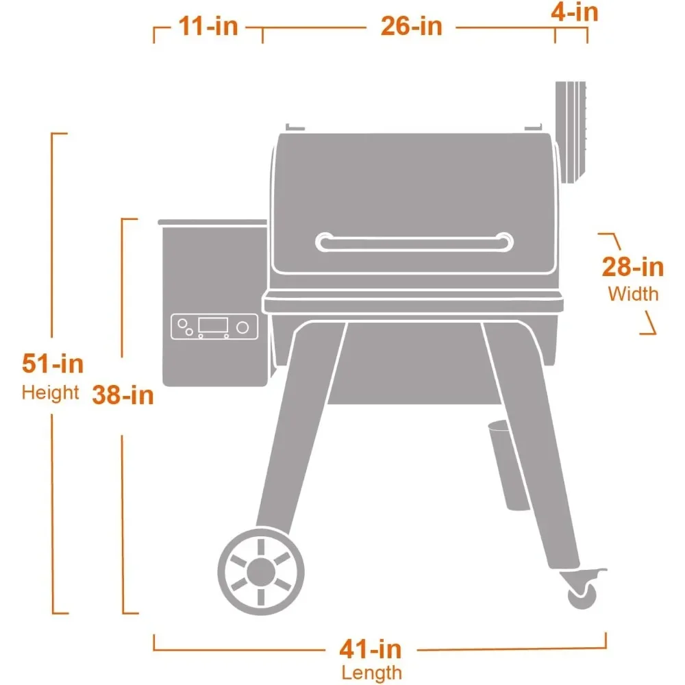 Grills Wood Pellet Grill and Smoker for Outdoor Cooking, with chimney, Bronze