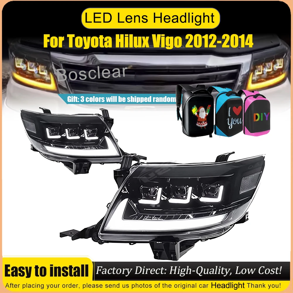 

Светодиодные фары в сборе, передние фары, модель 2014 года для Toyota Hilux REVO 2012-2014, линзы-проекторы Angel Eye, дневные ходовые огни (DRL)