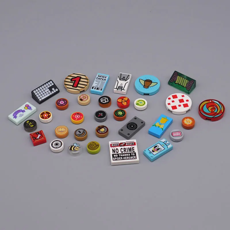 MOC 도시 스트리트 뷰 인쇄 시리즈 액세서리 빌딩 블록 신문 음식 나무 무늬 대시보드 친구 소년 소녀 브릭 장난감