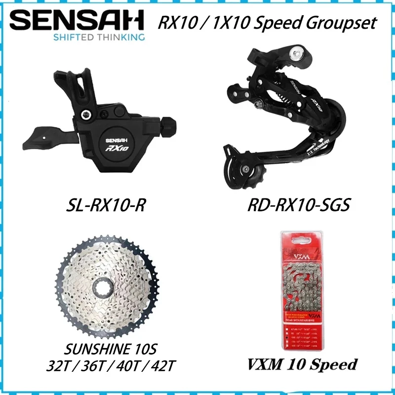 

Переключатели передач SENSAH RX10 1X10S, групсет 10, рычаг переключения скорости + 10 в задний переключатель передач + 10 S кассета 40T 42T 46T 50T + 10 в цепь